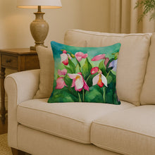 Load image into Gallery viewer, Minnesota Pink and White Lady�s Slippers in Watercolor Throw Pillow
