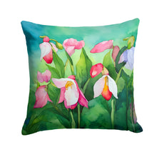 Load image into Gallery viewer, Minnesota Pink and White Lady�s Slippers in Watercolor Throw Pillow