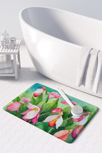 Load image into Gallery viewer, Minnesota Pink and White Lady�s Slippers in Watercolor Memory Foam Kitchen Mat