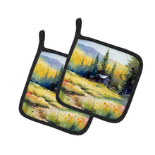 Load image into Gallery viewer, Montana Bitterroot in Watercolor Pair of Pot Holders
