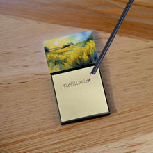 Load image into Gallery viewer, Nebraska Goldenrod in Watercolor Sticky Note Holder- Refiilable Desk Accessory Note Pad