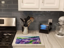 Load image into Gallery viewer, New Hampshire Purple Lilac in Watercolor Glass Cutting Boards – Durable, Decorative Kitchen Art Large