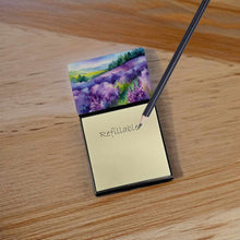 Load image into Gallery viewer, New Hampshire Purple Lilac in Watercolor Sticky Note Holder- Refiilable Desk Accessory Note Pad