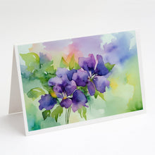 Load image into Gallery viewer, New Jersey Violet in Watercolor Greeting Cards -  Blank Note Cards – 8-Pack of Artist-Designed Cards with Envelopes
