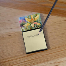 Load image into Gallery viewer, New Mexico Yucca Flower in Watercolor Sticky Note Holder- Refiilable Desk Accessory Note Pad