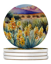 Load image into Gallery viewer, New Mexico Yucca Flower in Watercolor Large Sandstone Coasters Pack of 4