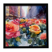 Load image into Gallery viewer, New York Roses in Watercolor Framed Metal Print