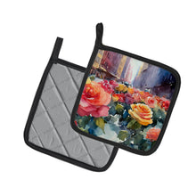 Load image into Gallery viewer, New York Roses in Watercolor Pair of Pot Holders