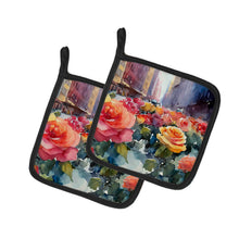 Load image into Gallery viewer, New York Roses in Watercolor Pair of Pot Holders