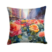Load image into Gallery viewer, New York Roses in Watercolor Throw Pillow