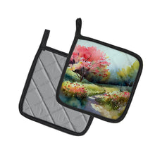 Load image into Gallery viewer, North Carolina Dogwoods in Watercolor Pair of Pot Holders