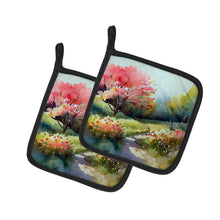 Load image into Gallery viewer, North Carolina Dogwoods in Watercolor Pair of Pot Holders