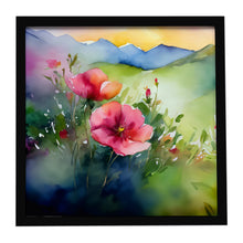 Load image into Gallery viewer, North Dakota Wild Prairie Roses in Watercolor Framed Metal Print