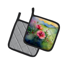 Load image into Gallery viewer, North Dakota Wild Prairie Roses in Watercolor Pair of Pot Holders