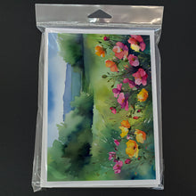 Load image into Gallery viewer, North Dakota Wild Prairie Roses in Watercolor Greeting Cards -  Blank Note Cards – 8-Pack of Artist-Designed Cards with Envelopes