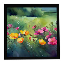 Load image into Gallery viewer, North Dakota Wild Prairie Roses in Watercolor Framed Metal Print