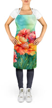 Load image into Gallery viewer, Ohio Scarlet Carnations in Watercolor Apron – Artist-Designed Kitchen, BBQ &amp; Craft Apron