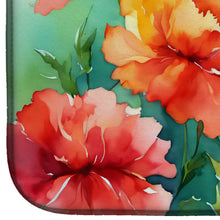 Load image into Gallery viewer, Ohio Scarlet Carnations in Watercolor Dish Drying Mat