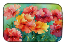 Load image into Gallery viewer, Ohio Scarlet Carnations in Watercolor Dish Drying Mat