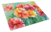 Load image into Gallery viewer, Ohio Scarlet Carnations in Watercolor Glass Cutting Boards – Durable, Decorative Kitchen Art Large
