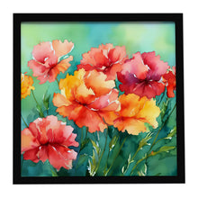 Load image into Gallery viewer, Ohio Scarlet Carnations in Watercolor Framed Metal Print