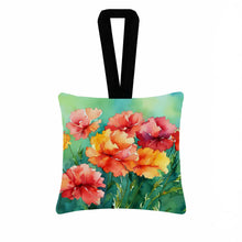 Load image into Gallery viewer, Ohio Scarlet Carnations in Watercolor Hanging Square Fabric Ornament 3.5 × 3.5