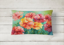 Load image into Gallery viewer, Ohio Scarlet Carnations in Watercolor Fabric Decorative Pillow