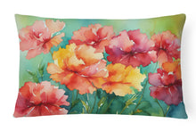 Load image into Gallery viewer, Ohio Scarlet Carnations in Watercolor Fabric Decorative Pillow