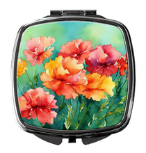 Load image into Gallery viewer, Ohio Scarlet Carnations in Watercolor Compact Mirror