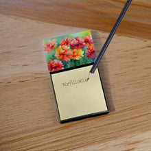 Load image into Gallery viewer, Ohio Scarlet Carnations in Watercolor Sticky Note Holder- Refiilable Desk Accessory Note Pad