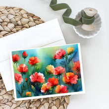 Load image into Gallery viewer, Ohio Scarlet Carnations in Watercolor Greeting Cards -  Blank Note Cards – 8-Pack of Artist-Designed Cards with Envelopes