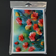 Load image into Gallery viewer, Ohio Scarlet Carnations in Watercolor Greeting Cards -  Blank Note Cards – 8-Pack of Artist-Designed Cards with Envelopes