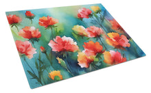 Load image into Gallery viewer, Ohio Scarlet Carnations in Watercolor Glass Cutting Boards – Durable, Decorative Kitchen Art Large