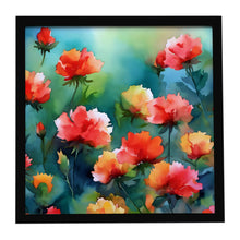 Load image into Gallery viewer, Ohio Scarlet Carnations in Watercolor Framed Metal Print