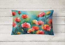 Load image into Gallery viewer, Ohio Scarlet Carnations in Watercolor Fabric Decorative Pillow