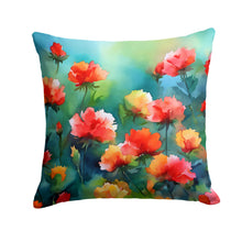 Load image into Gallery viewer, Ohio Scarlet Carnations in Watercolor Throw Pillow