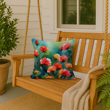 Load image into Gallery viewer, Ohio Scarlet Carnations in Watercolor Throw Pillow
