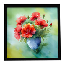 Load image into Gallery viewer, Ohio Scarlet Carnations in Watercolor Framed Metal Print