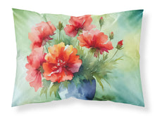 Load image into Gallery viewer, Ohio Scarlet Carnations in Watercolor Fabric Standard Pillowcase – Artistic Decorative Front, White Back