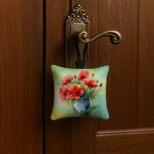Load image into Gallery viewer, Ohio Scarlet Carnations in Watercolor Hanging Square Fabric Ornament 3.5 × 3.5