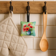 Load image into Gallery viewer, Ohio Scarlet Carnations in Watercolor Hanging Square Fabric Ornament 3.5 × 3.5