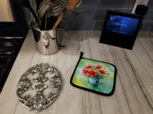 Load image into Gallery viewer, Ohio Scarlet Carnations in Watercolor Pair of Pot Holders