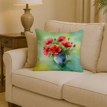 Load image into Gallery viewer, Ohio Scarlet Carnations in Watercolor Throw Pillow