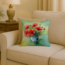 Load image into Gallery viewer, Ohio Scarlet Carnations in Watercolor Throw Pillow