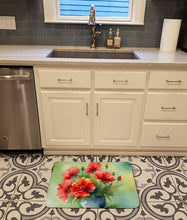 Load image into Gallery viewer, Ohio Scarlet Carnations in Watercolor Memory Foam Kitchen Mat
