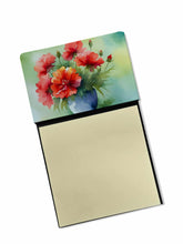 Load image into Gallery viewer, Ohio Scarlet Carnations in Watercolor Sticky Note Holder- Refiilable Desk Accessory Note Pad