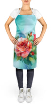 Load image into Gallery viewer, Oklahoma Roses in Watercolor Apron – Artist-Designed Kitchen, BBQ &amp; Craft Apron