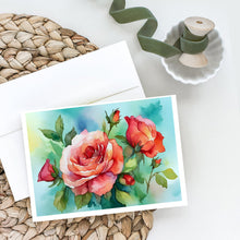 Load image into Gallery viewer, Oklahoma Roses in Watercolor Greeting Cards -  Blank Note Cards – 8-Pack of Artist-Designed Cards with Envelopes