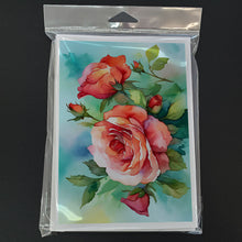 Load image into Gallery viewer, Oklahoma Roses in Watercolor Greeting Cards -  Blank Note Cards – 8-Pack of Artist-Designed Cards with Envelopes