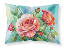 Load image into Gallery viewer, Oklahoma Roses in Watercolor Fabric Standard Pillowcase – Artistic Decorative Front, White Back